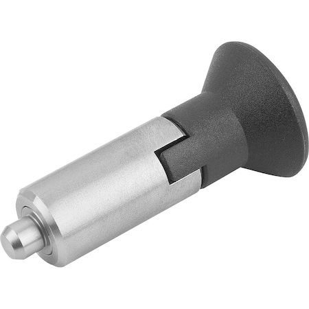 Kipp Indexing Plunger W Locking Slot Size:1, Form:M, Stainless Steel Hardened, Comp: Plastic Comp:Black K0346.02105
